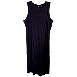 Lands' End Women's XL Black Sleeveless Tank Dress Ribbed Knit NEW - NO TAGS